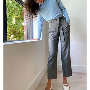 Aritzia Wilfred Grey Tweed New Tie Front Pants